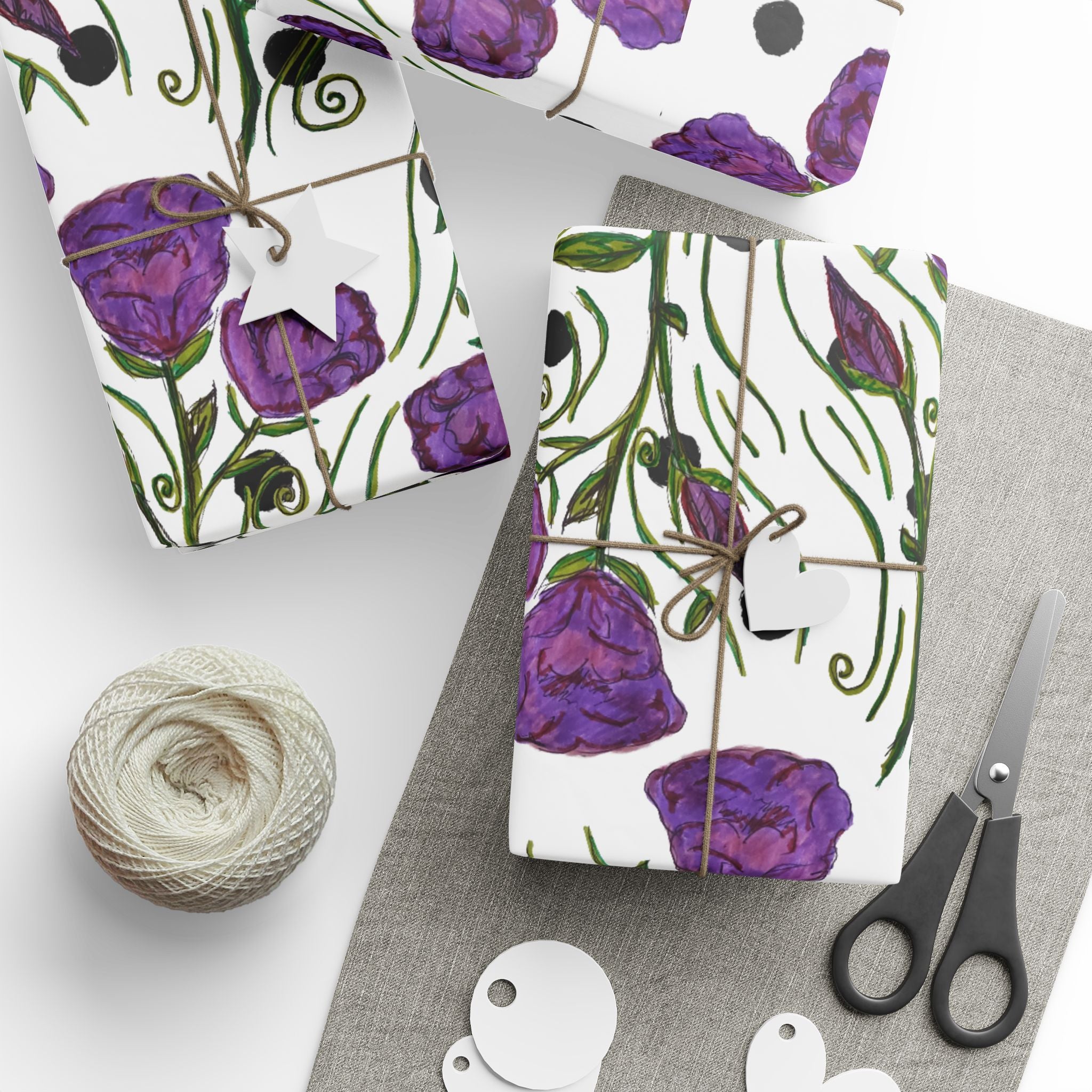 Floral Purple Rose Wrapping Paper – Elegant Gift Wrap for Birthdays & Mother’s Day