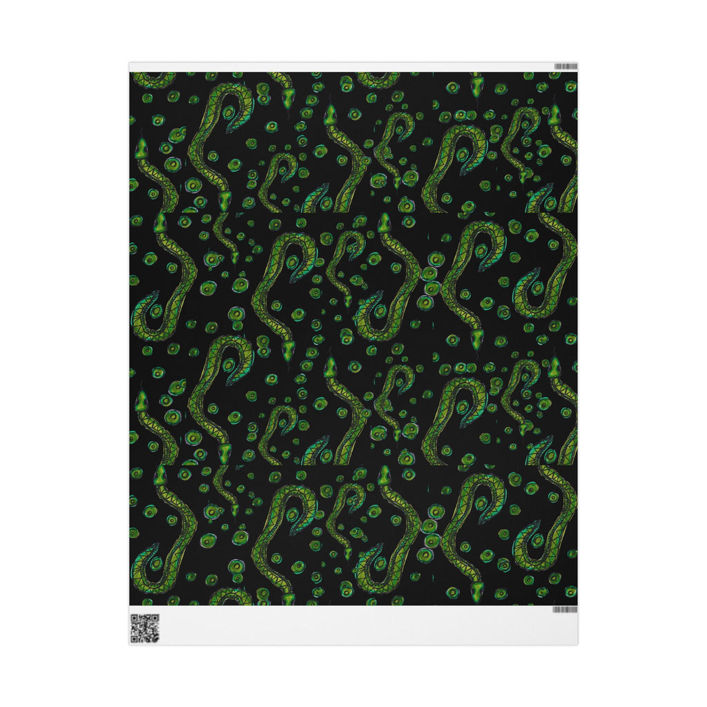 Green Paisley Wrapping Paper – Midnight Black Gift Wrap with Vivid Green Paisley Pattern