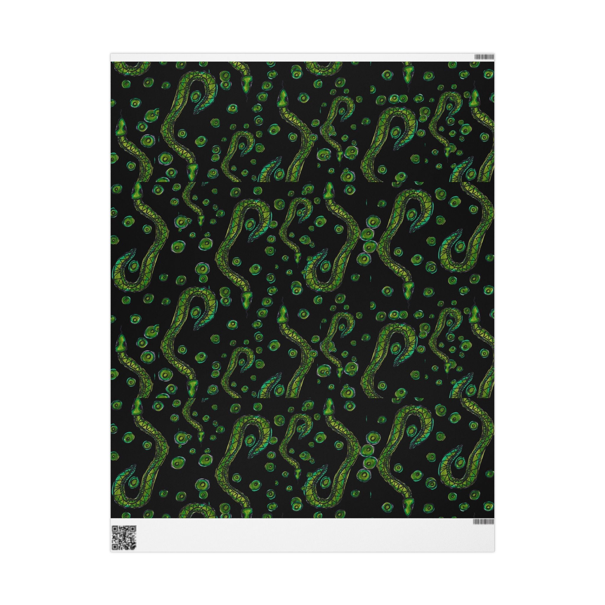 Green Paisley Wrapping Paper – Midnight Black Gift Wrap with Vivid Green Paisley Pattern