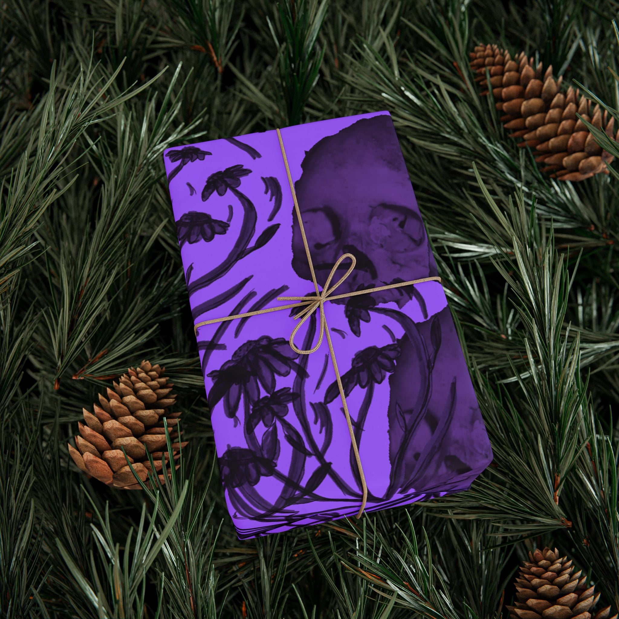 Skull Pattern Wrapping Paper — Purple Gothic Gift Wrap