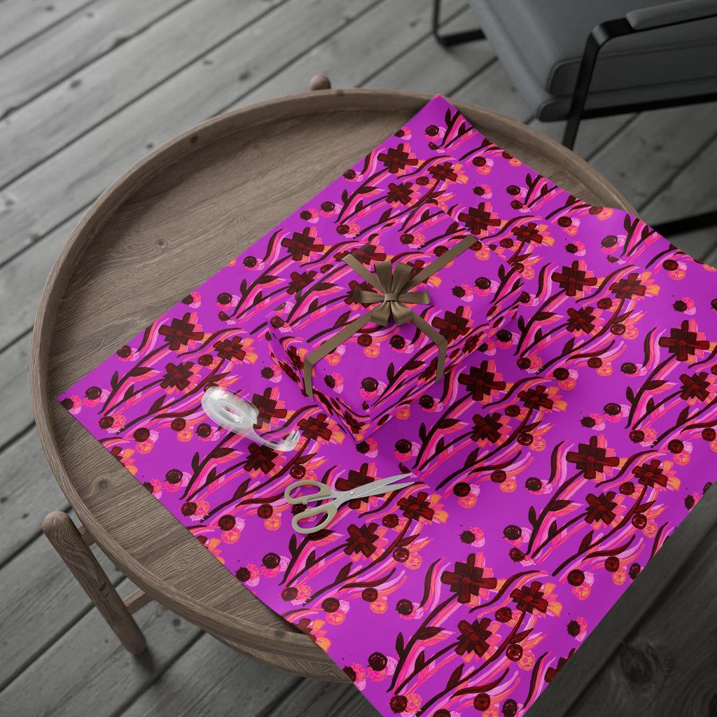 Floral Pink Wrapping Paper — Bold Magenta Flower Gift Wrap