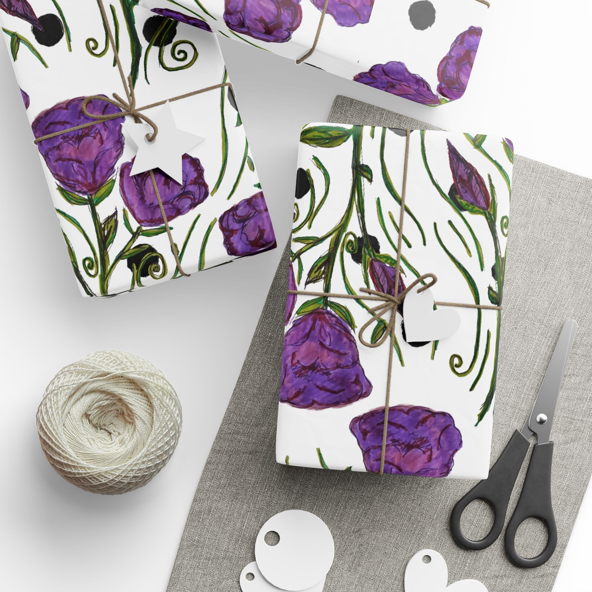 Floral Purple Rose Wrapping Paper – Elegant Gift Wrap for Birthdays & Mother’s Day