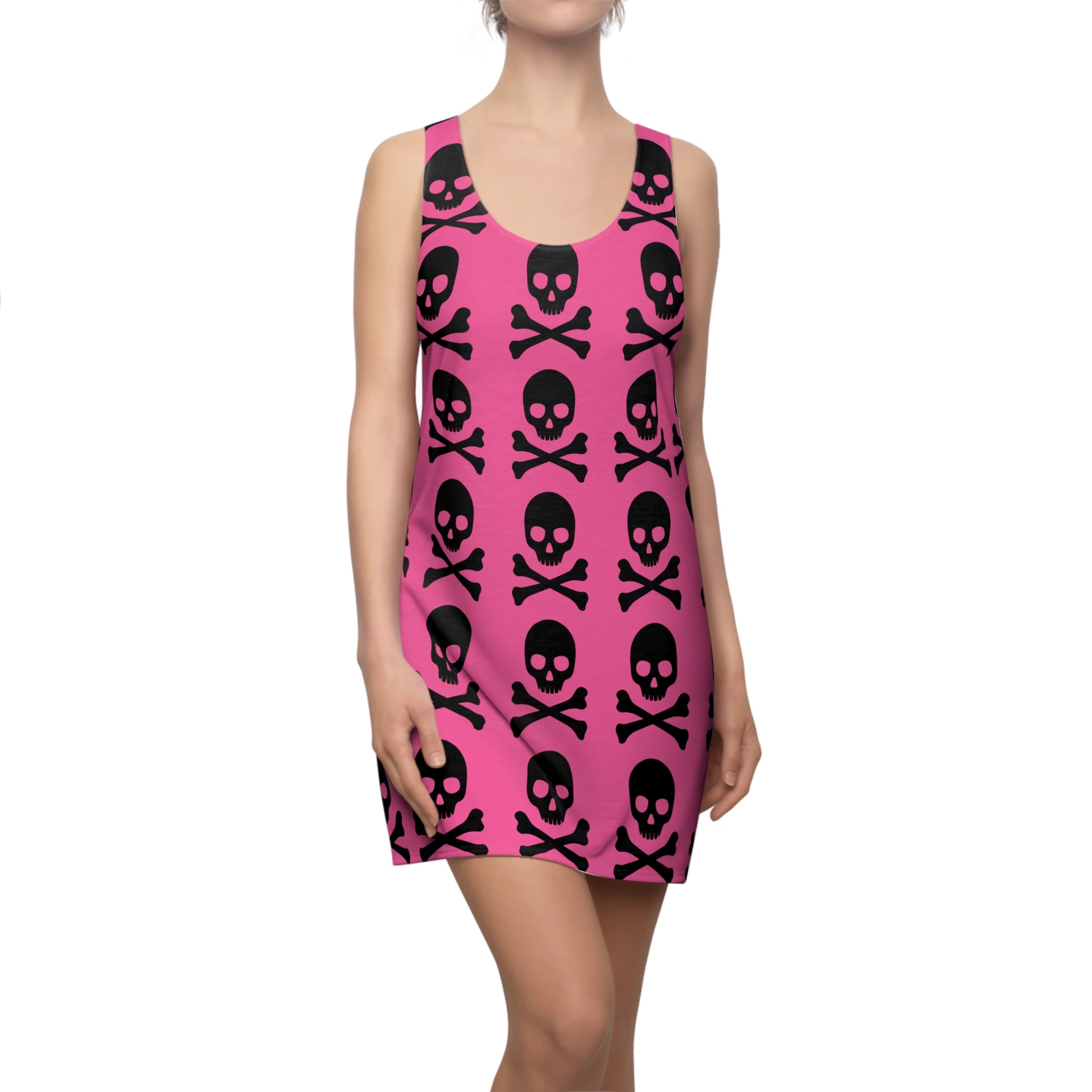 Pink Skull & Crossbones Racerback Dress — Gothic Punk AOP
