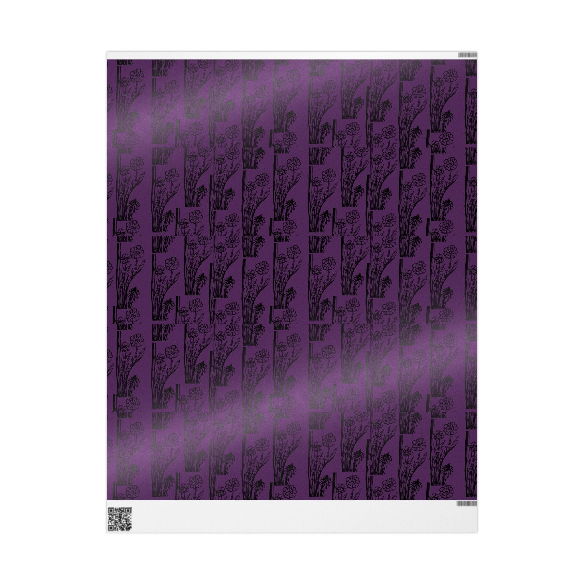 FOLKLORE Floral Stripe Wrapping Paper — Purple & Black Elegant Gift Wrap