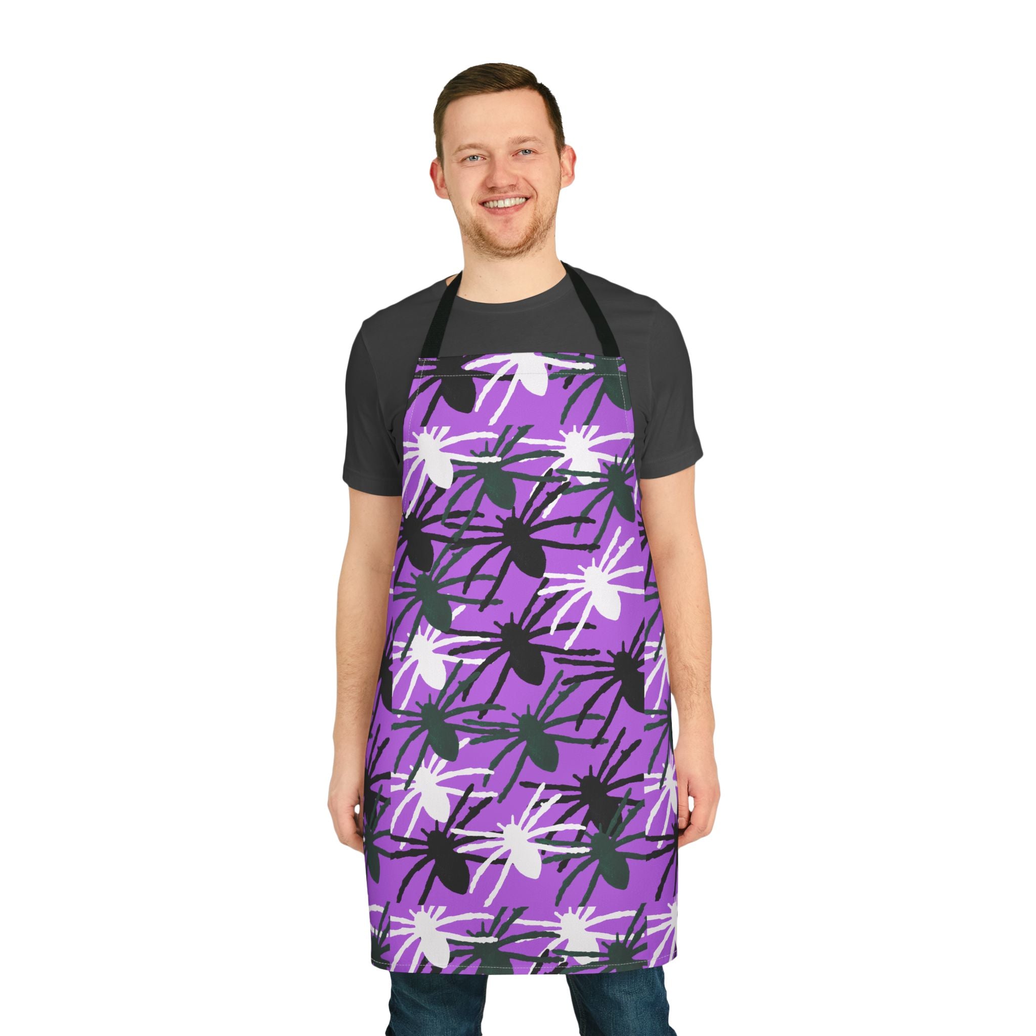 Purple Floral Splash Apron — Bold Abstract Flower Kitchen Apron