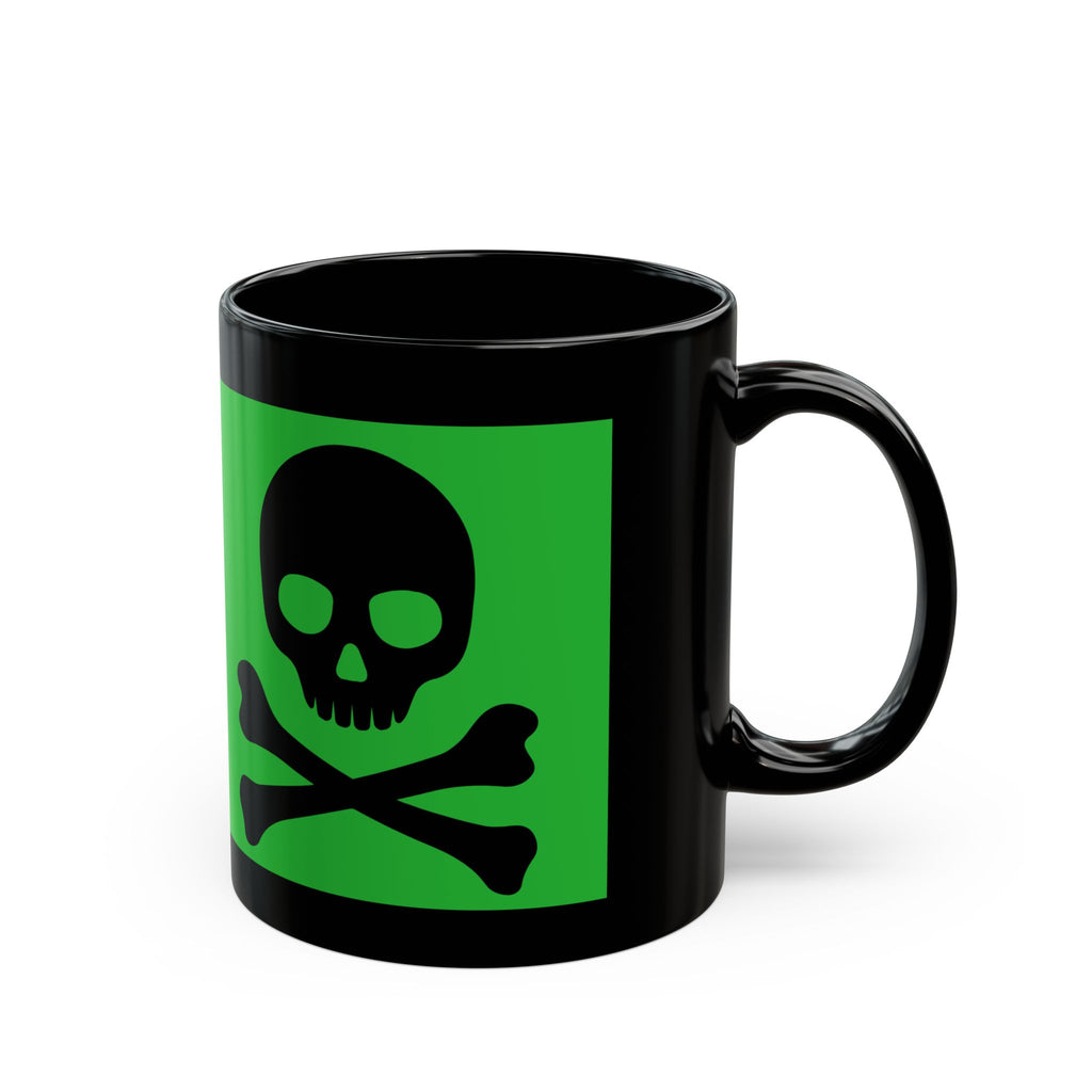 Green Skull & Crossbones Black Mug — Gothic Halloween Coffee Cup (11oz/15oz)