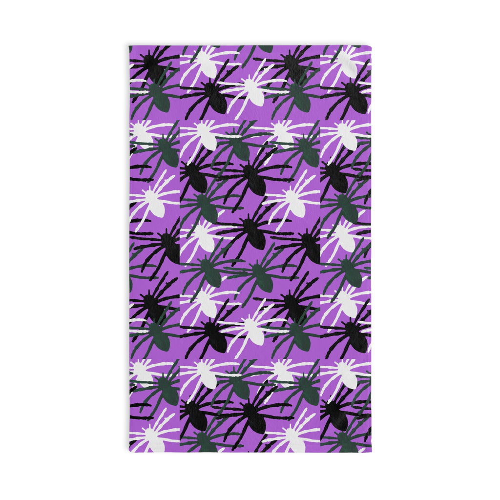 Purple Spider Pattern Hand Towel — Halloween Decorative Tea Towel
