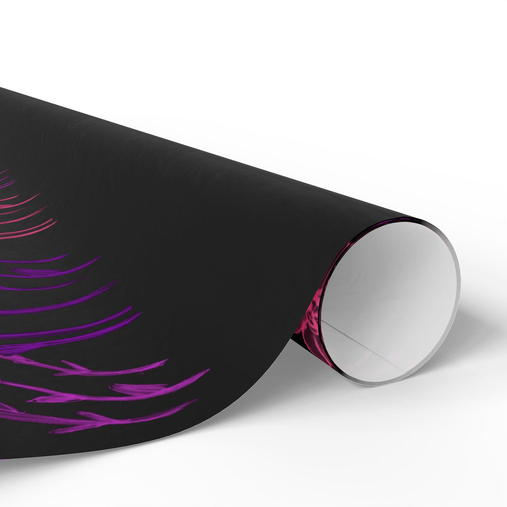 Floral Silhouette Wrapping Paper — Purple & Pink Meadow on Black