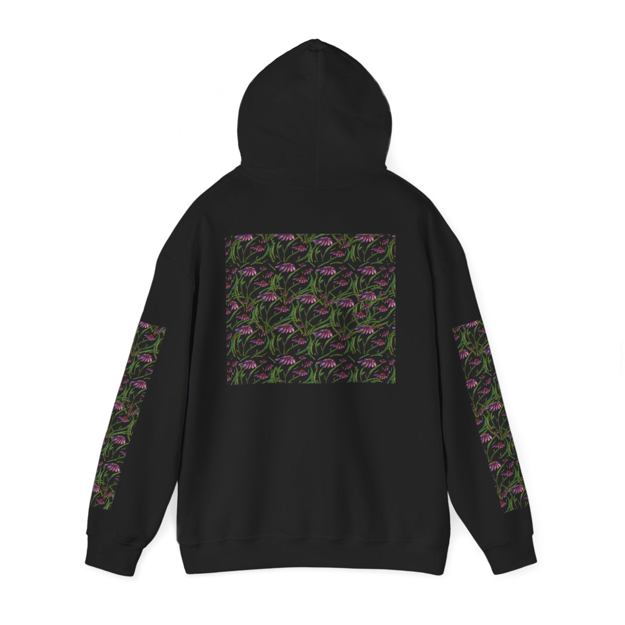Floral Nightshade Pattern Hoodie — Dark Purple Botanical Print Sweatshirt