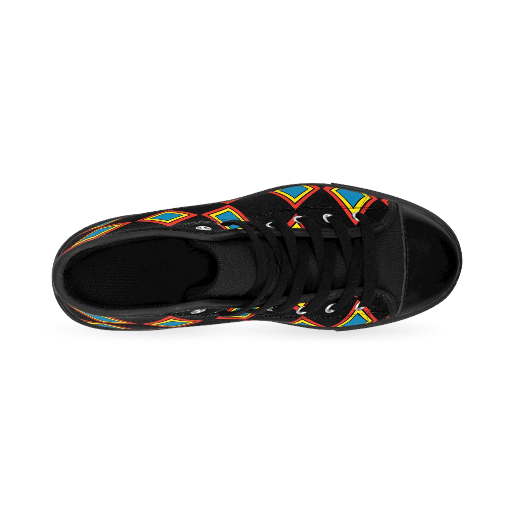 Women's High-Top Sneakers — Colorful Geometric Diamond Pattern