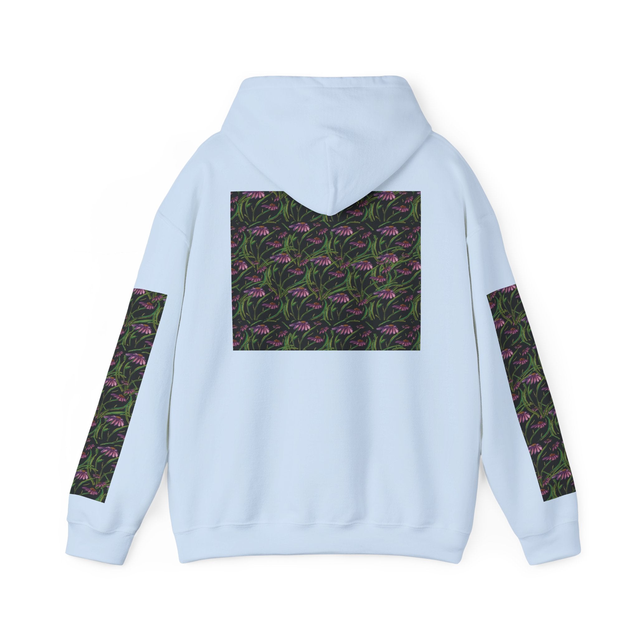 Floral Nightshade Pattern Hoodie — Dark Purple Botanical Print Sweatshirt