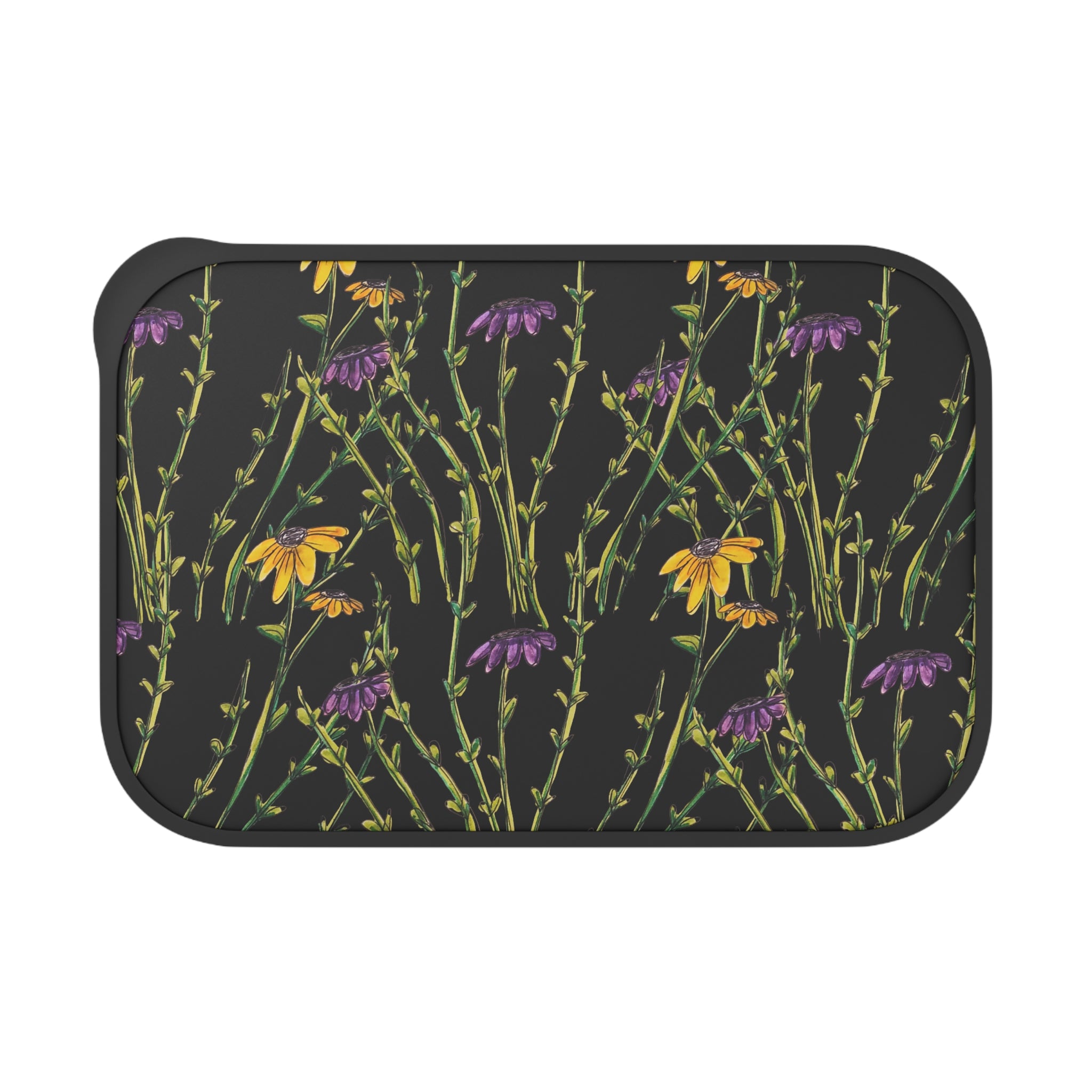 Floral Meadow PLA Bento Box with Band & Utensils — Eco-Friendly Lunch Container