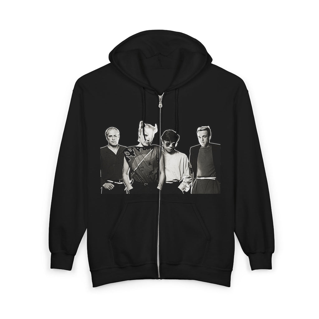 Band Photo Zip Hoodie - Retro 80s Rock Group Graphic