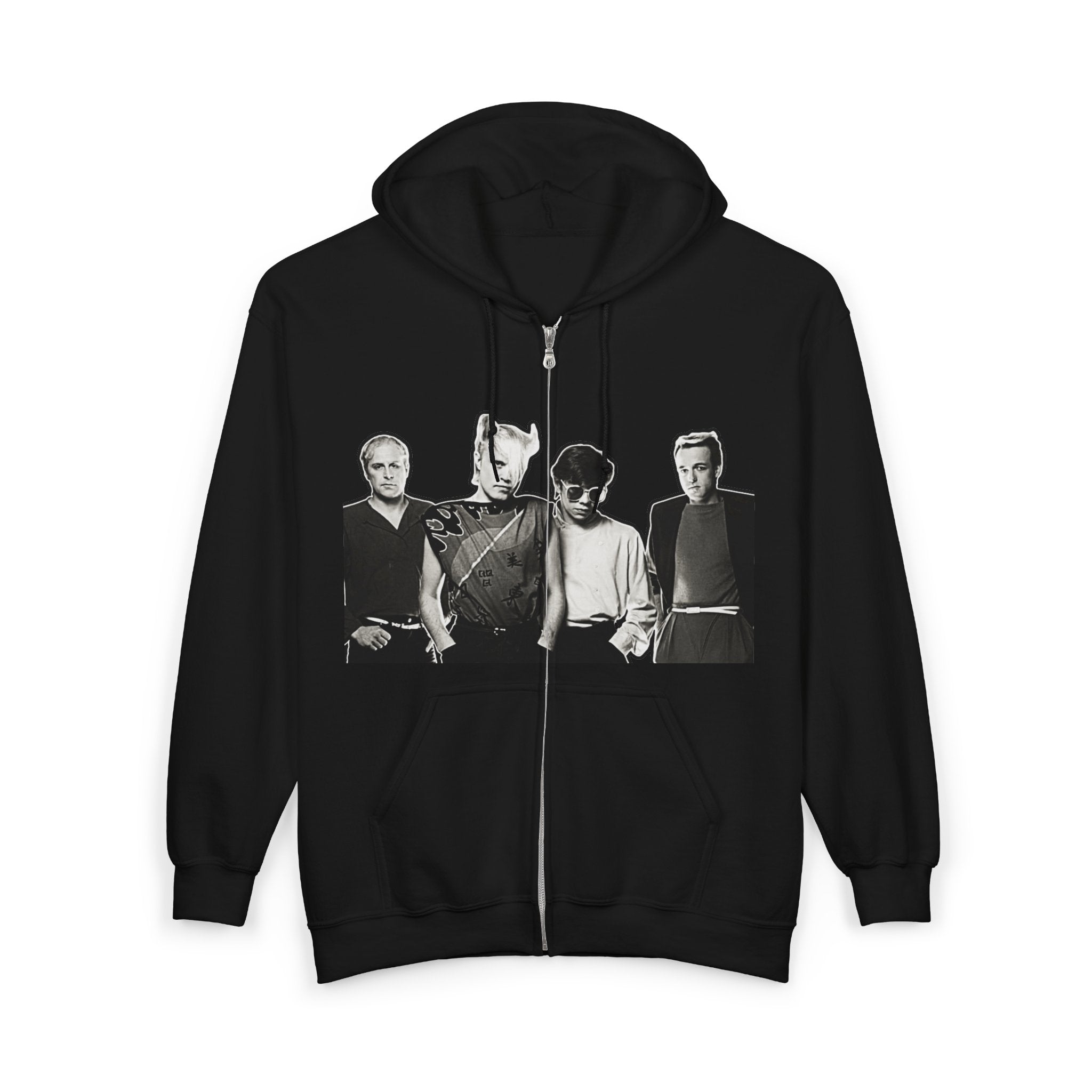Band Photo Zip Hoodie - Retro 80s Rock Group Graphic