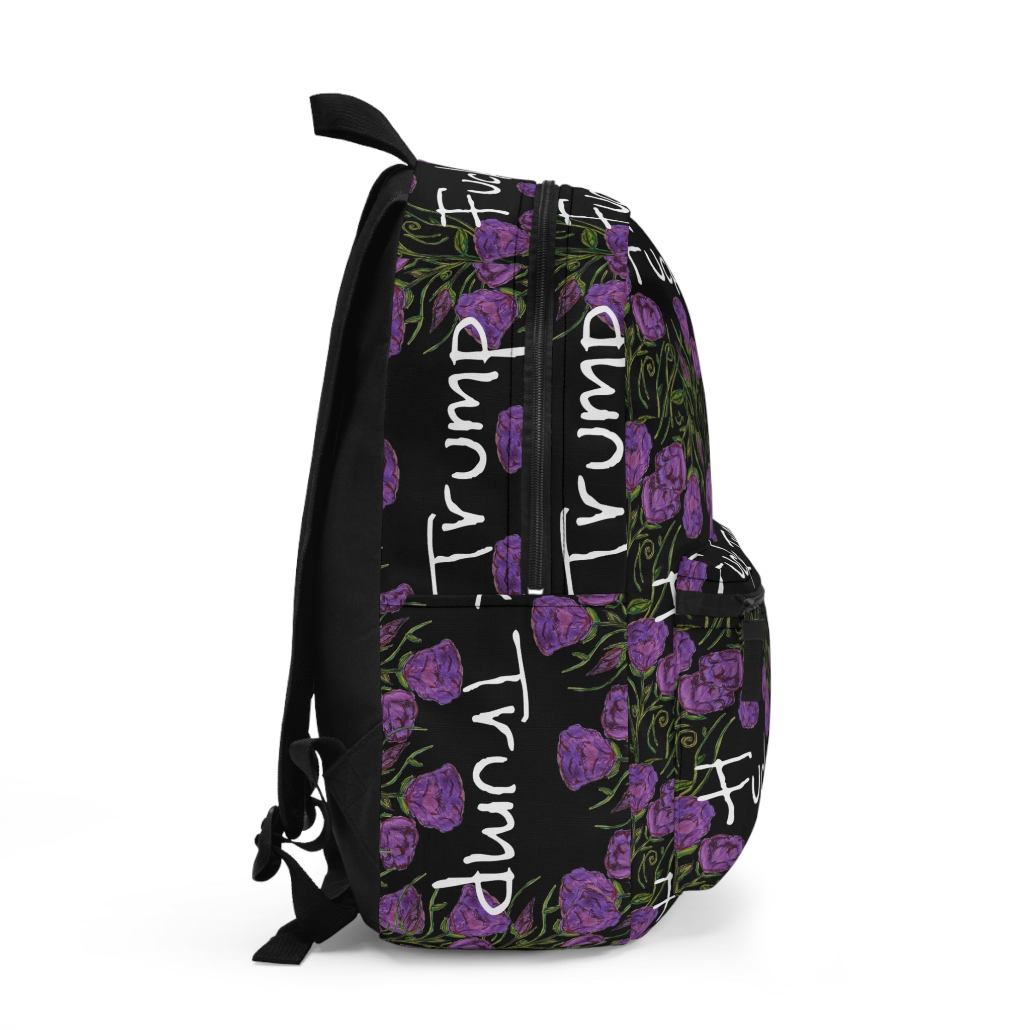 Anti-Trump Floral Backpack — Purple Rose Protest Statement Bag