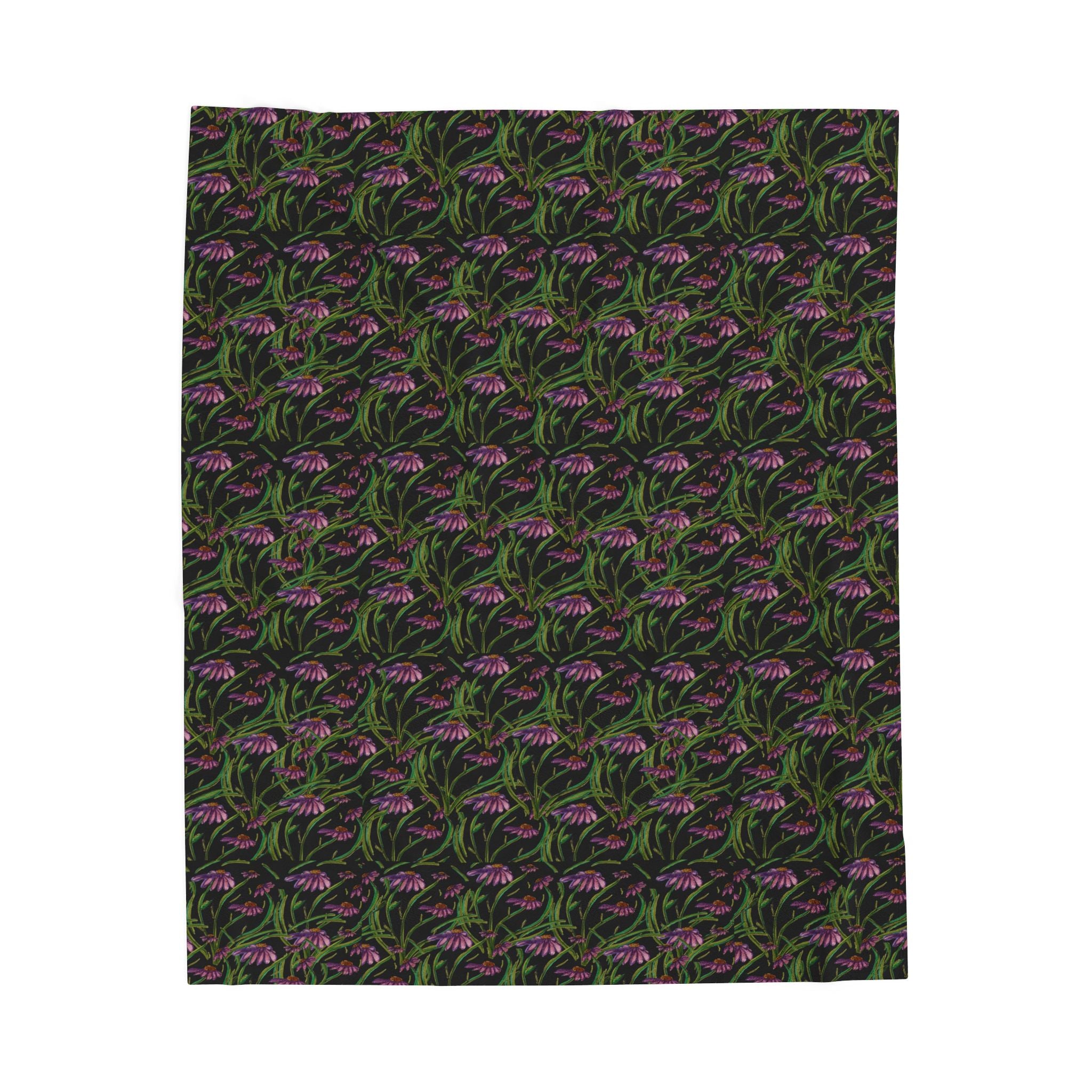 Velveteen Plush Blanket — Dark Floral Fern Pattern Cozy Throw