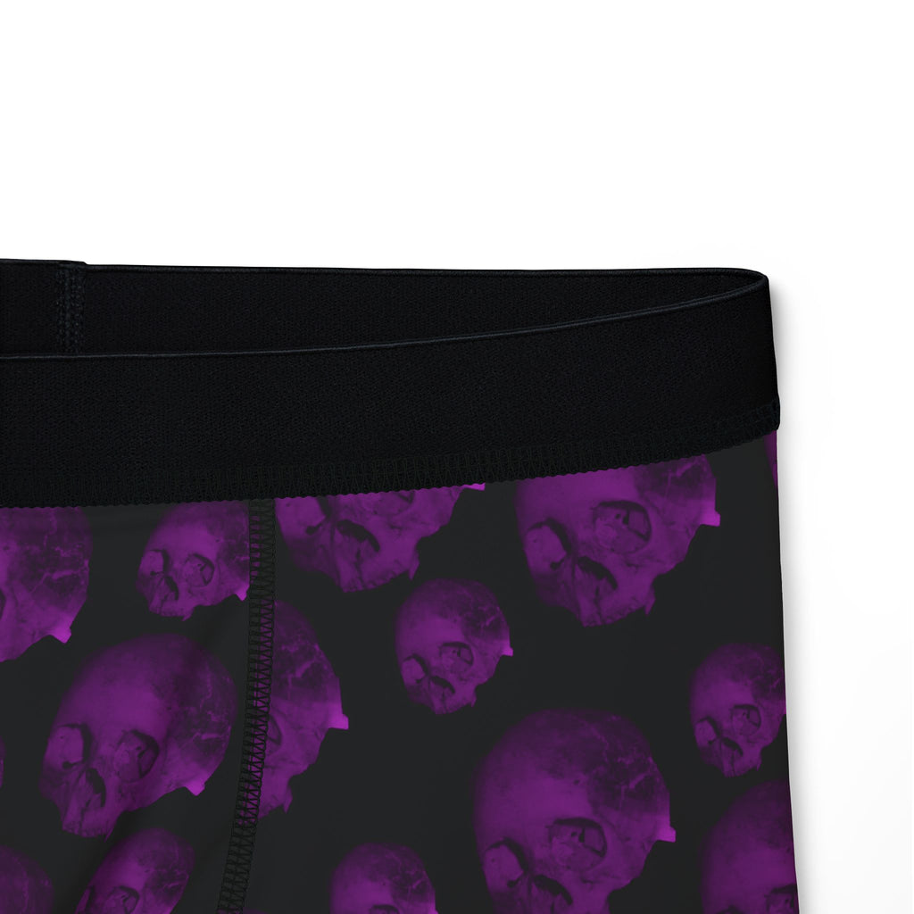 Skull Pattern Boxer Briefs — Purple Gothic Men's Underwear