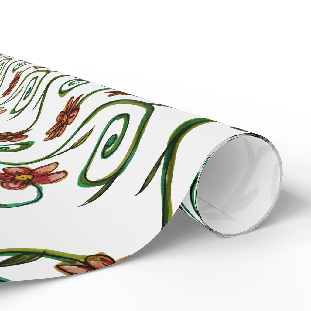 CHARLOTTE SOMETIMES Wrapping Paper Roll — Elegant Green & Rust Botanical Gift Wrap