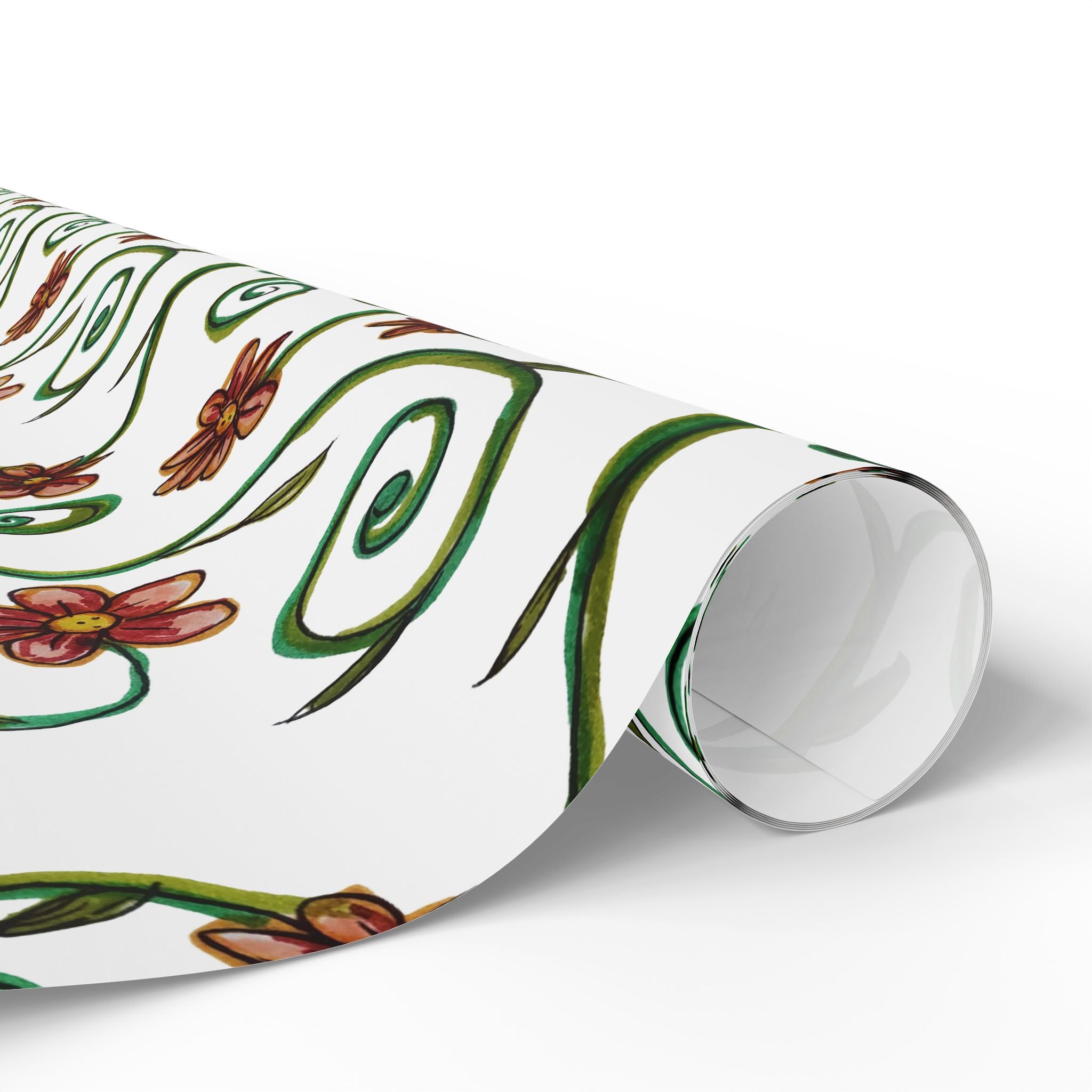 CHARLOTTE SOMETIMES Wrapping Paper Roll — Elegant Green & Rust Botanical Gift Wrap