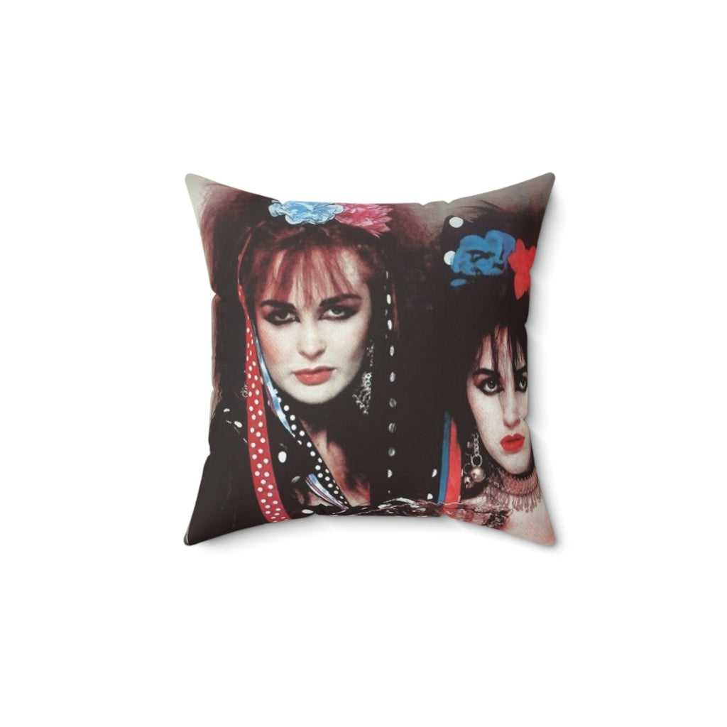 Strawberry Switchblade Square Pillow — Retro 80s Darkwave Decorative Throw Pillow