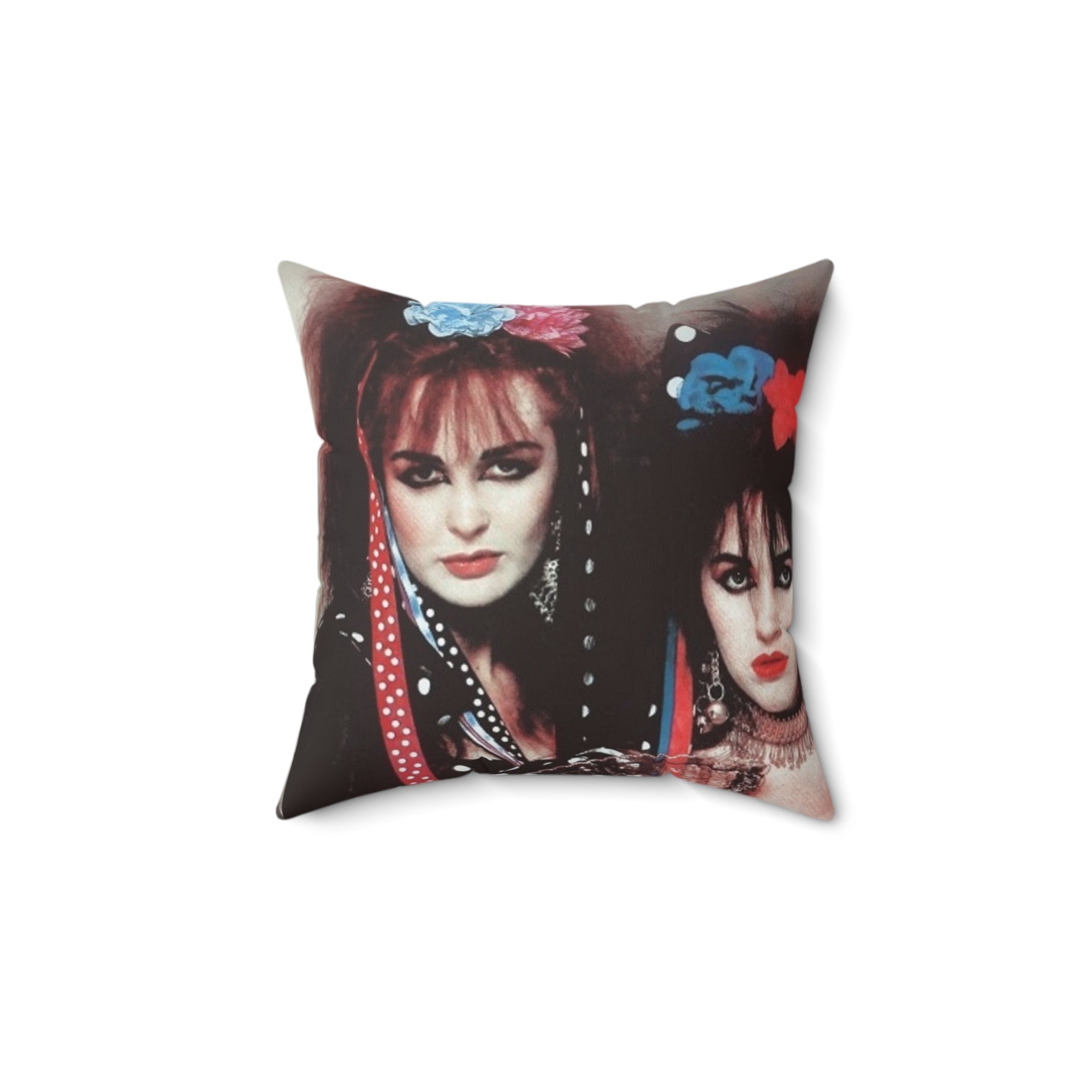 Strawberry Switchblade Square Pillow — Retro 80s Darkwave Decorative Throw Pillow