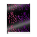 Floral Nightfall Wrapping Paper — Pink & Purple Neon Flowers on Black
