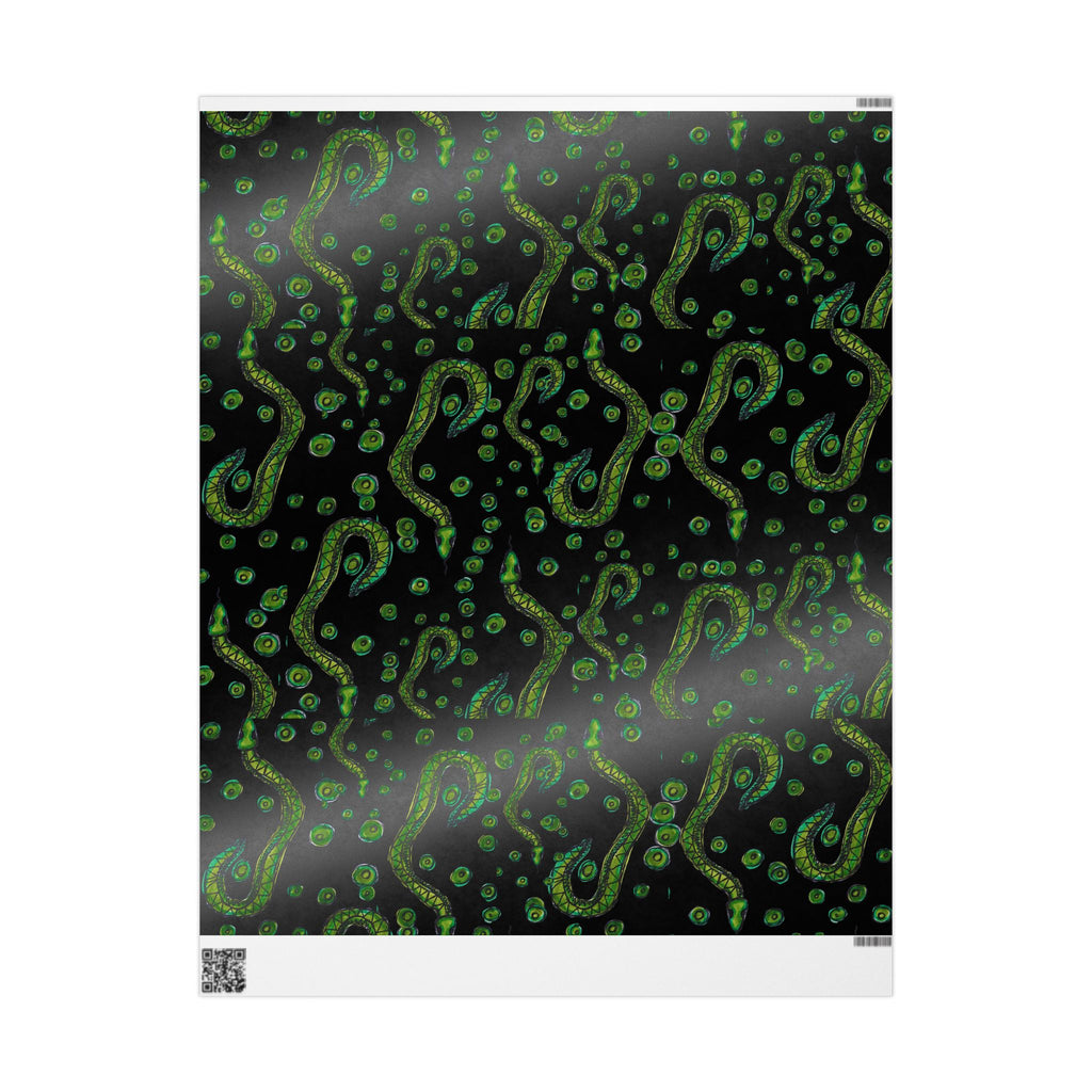 Green Paisley Wrapping Paper – Midnight Black Gift Wrap with Vivid Green Paisley Pattern