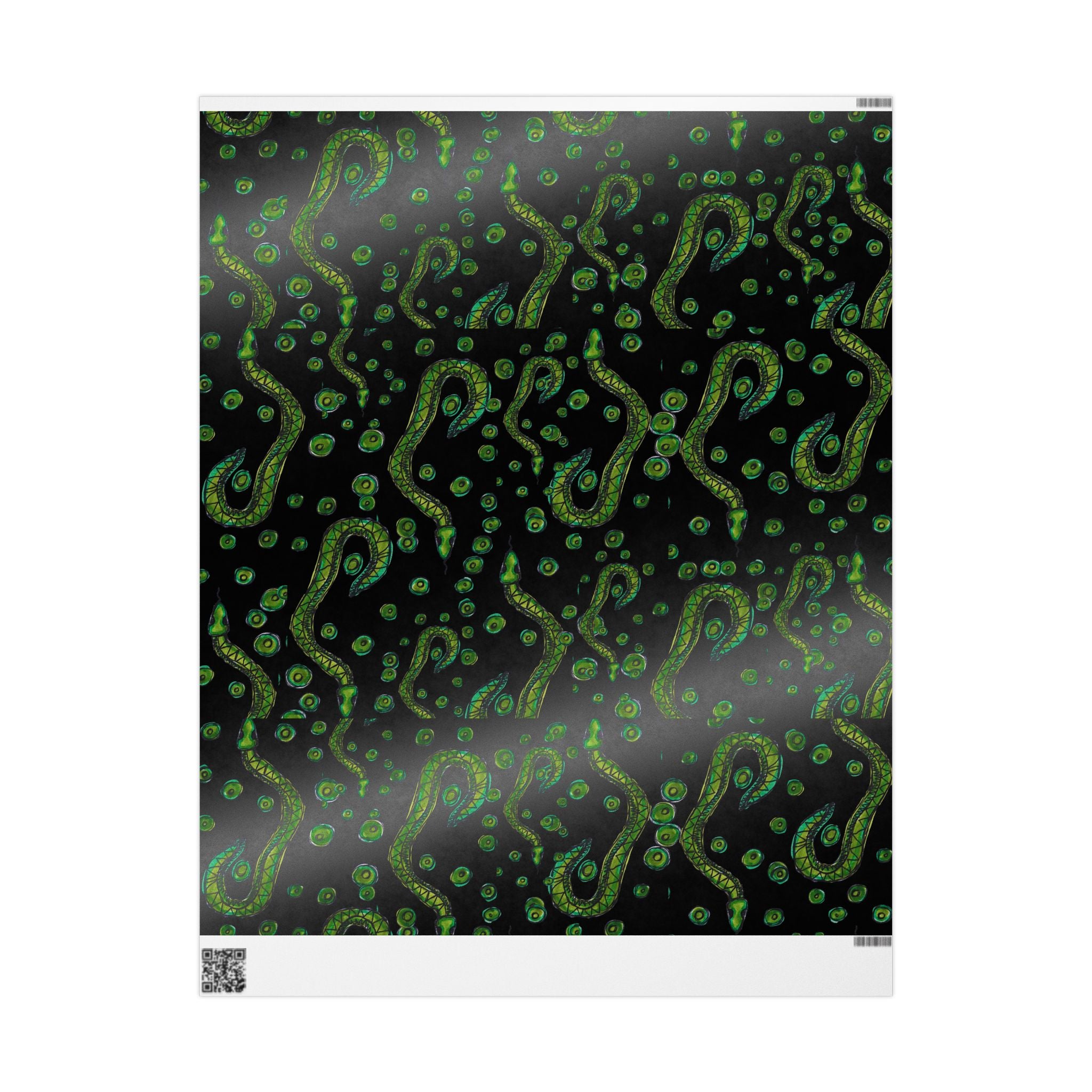Green Paisley Wrapping Paper – Midnight Black Gift Wrap with Vivid Green Paisley Pattern
