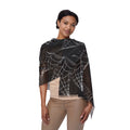 Spiderweb Pattern Lightweight Scarf — Gothic Halloween Black Fringe Wrap