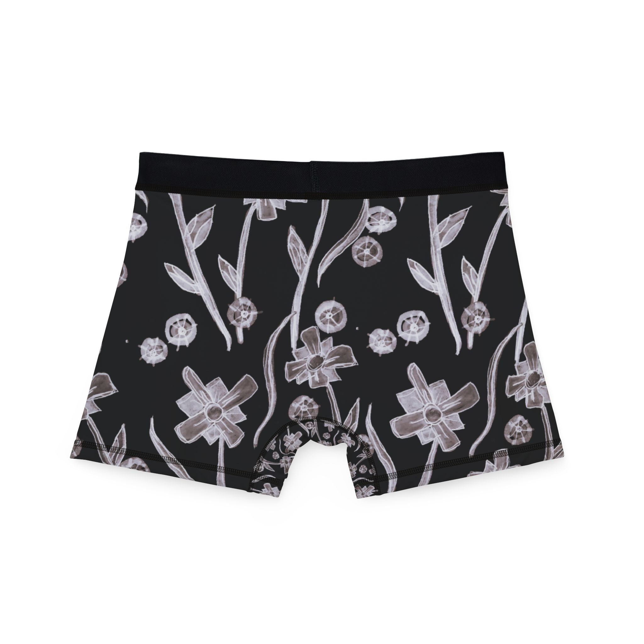 Floral Night Sky Boxers — Black & Pale Pink All-Over Print