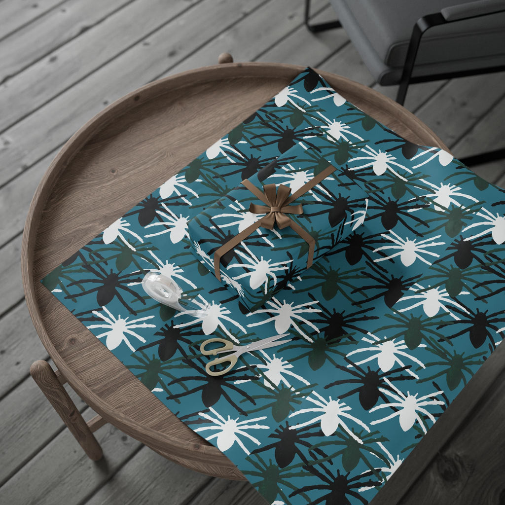 Teal Floral Gift Wrap — Modern Abstract Flower Wrapping Paper