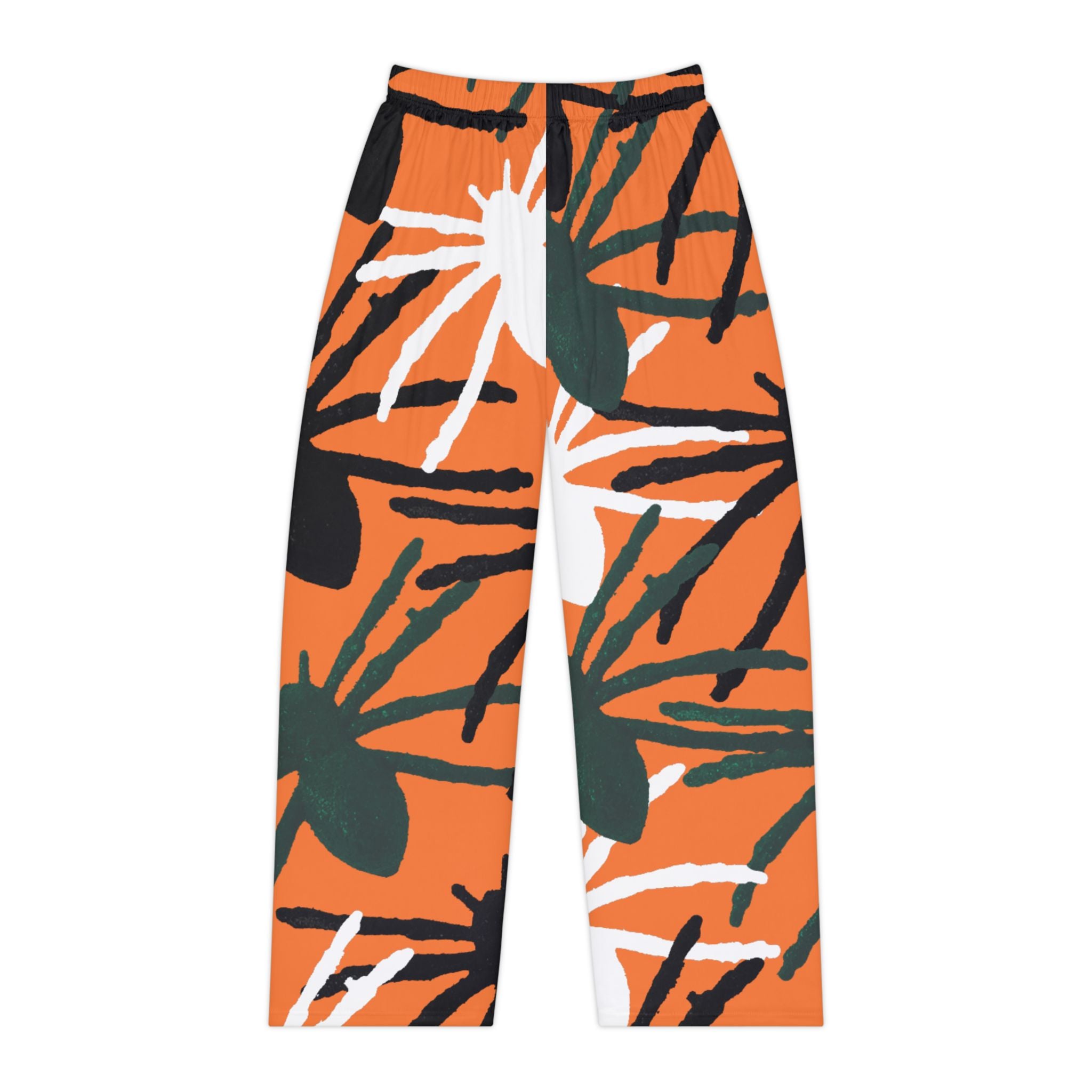 Floral Abstract Women's Pajama Pants — Orange Botanical Lounge Trousers