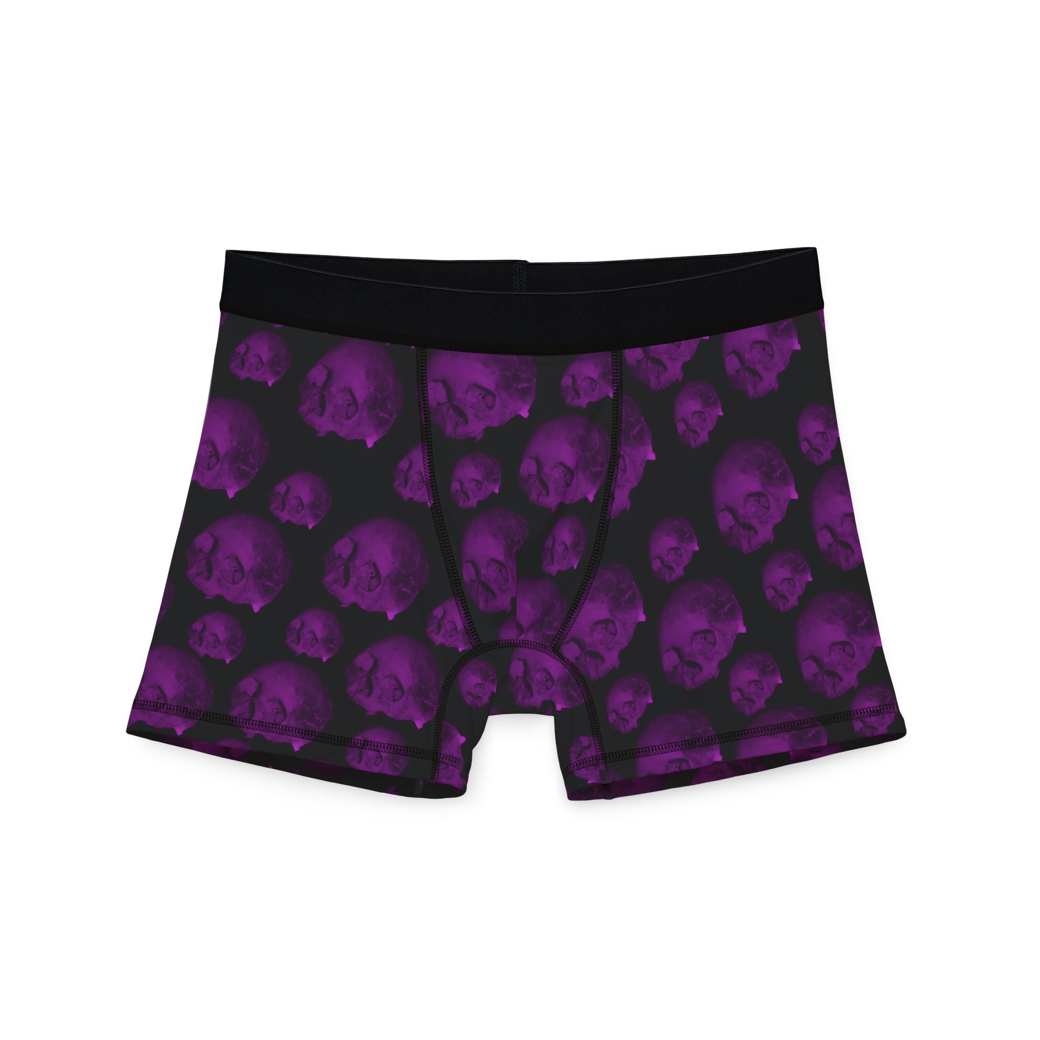 Skull Pattern Boxer Briefs — Purple Gothic Men's Underwear