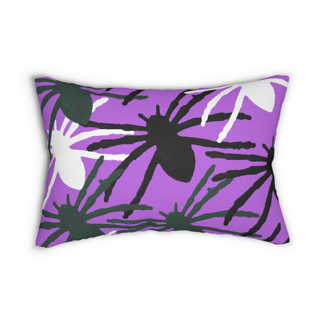 Spooky Spider Pattern Lumbar Pillow – Purple Halloween Decorative Pillow