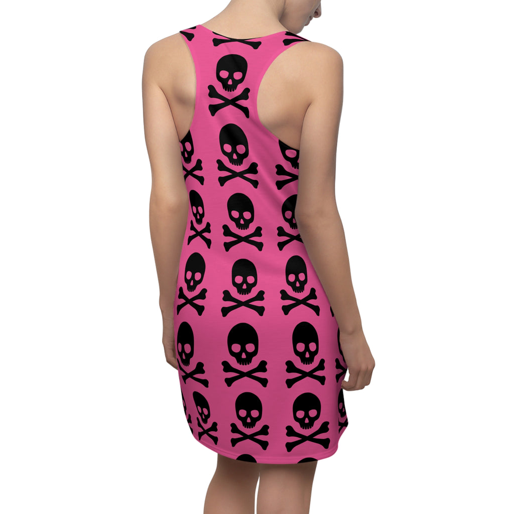 Pink Skull & Crossbones Racerback Dress — Gothic Punk AOP