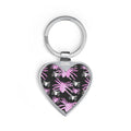 Heart Keychain — Pink Floral Heart Keyring, Cute Feminine Gift for Her