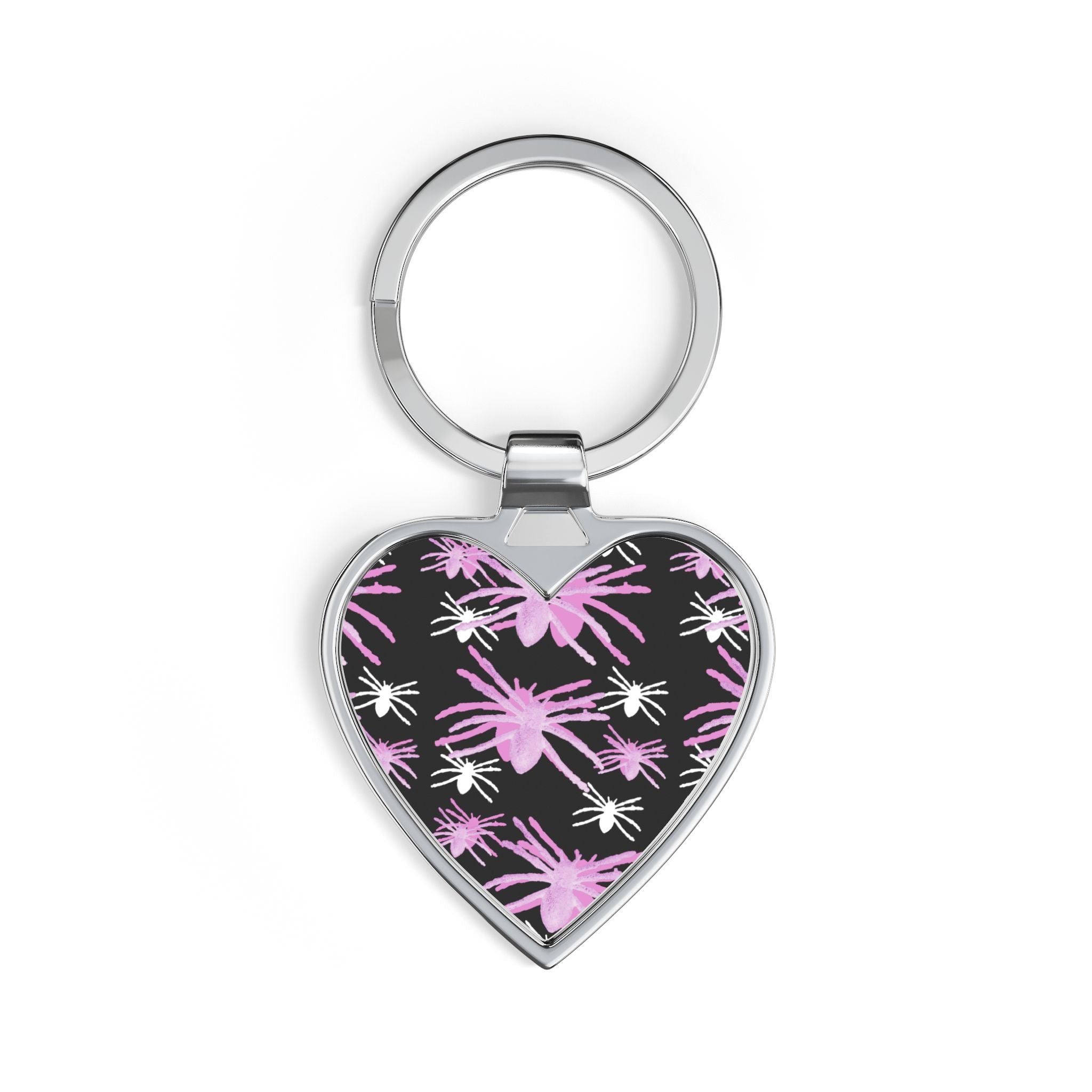 Heart Keychain — Pink Floral Heart Keyring, Cute Feminine Gift for Her