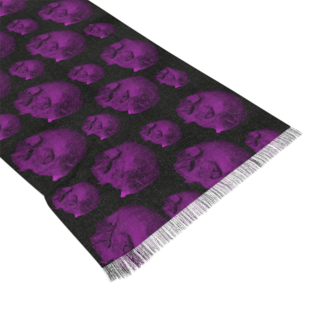 Purple Skull Pattern Scarf — Gothic Lightweight Fashion Accessory