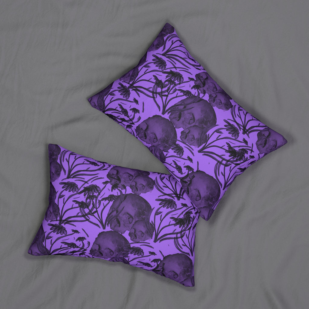 Purple Skull Floral Lumbar Pillow