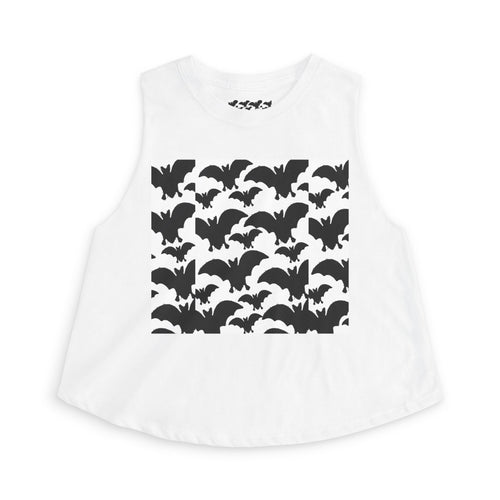 Bat Pattern Crop Top — Halloween Graphic Women's Tank