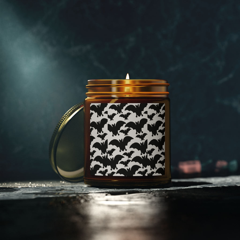 Bat Pattern Scented Candle — Coconut Apricot Wax (4oz/9oz)