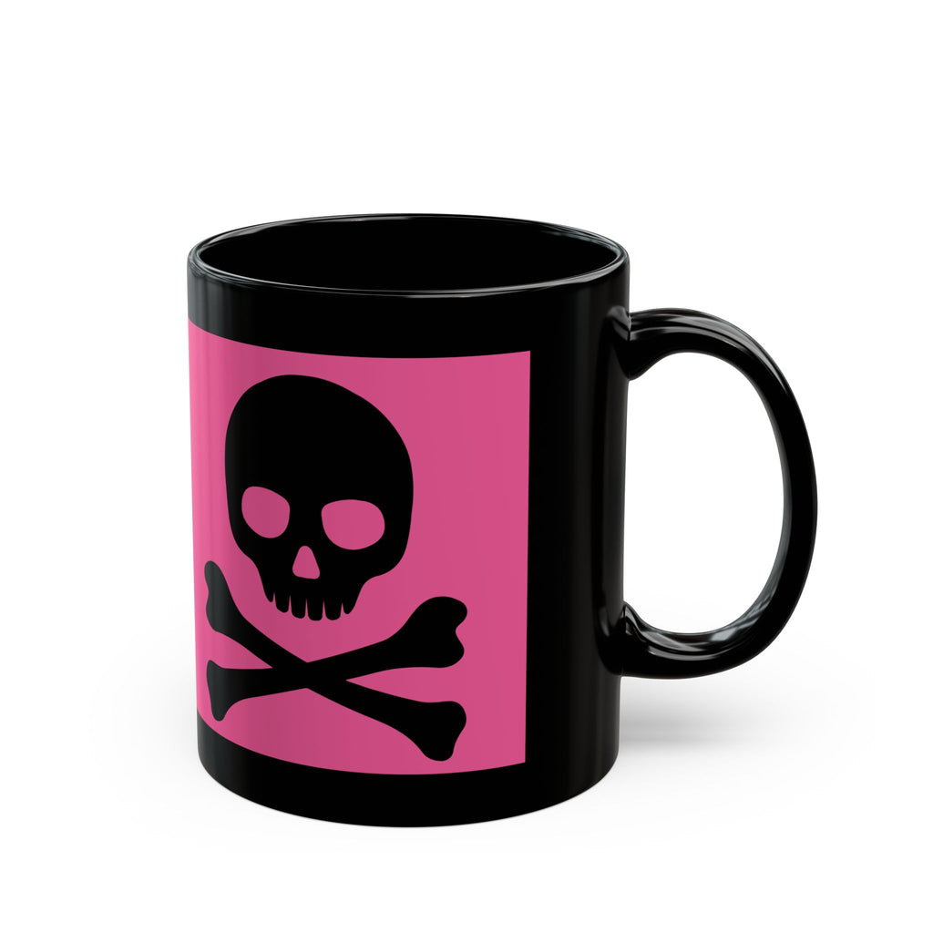 Pink Skull & Crossbones Black Coffee Mug — Gothic Punk 11oz/15oz