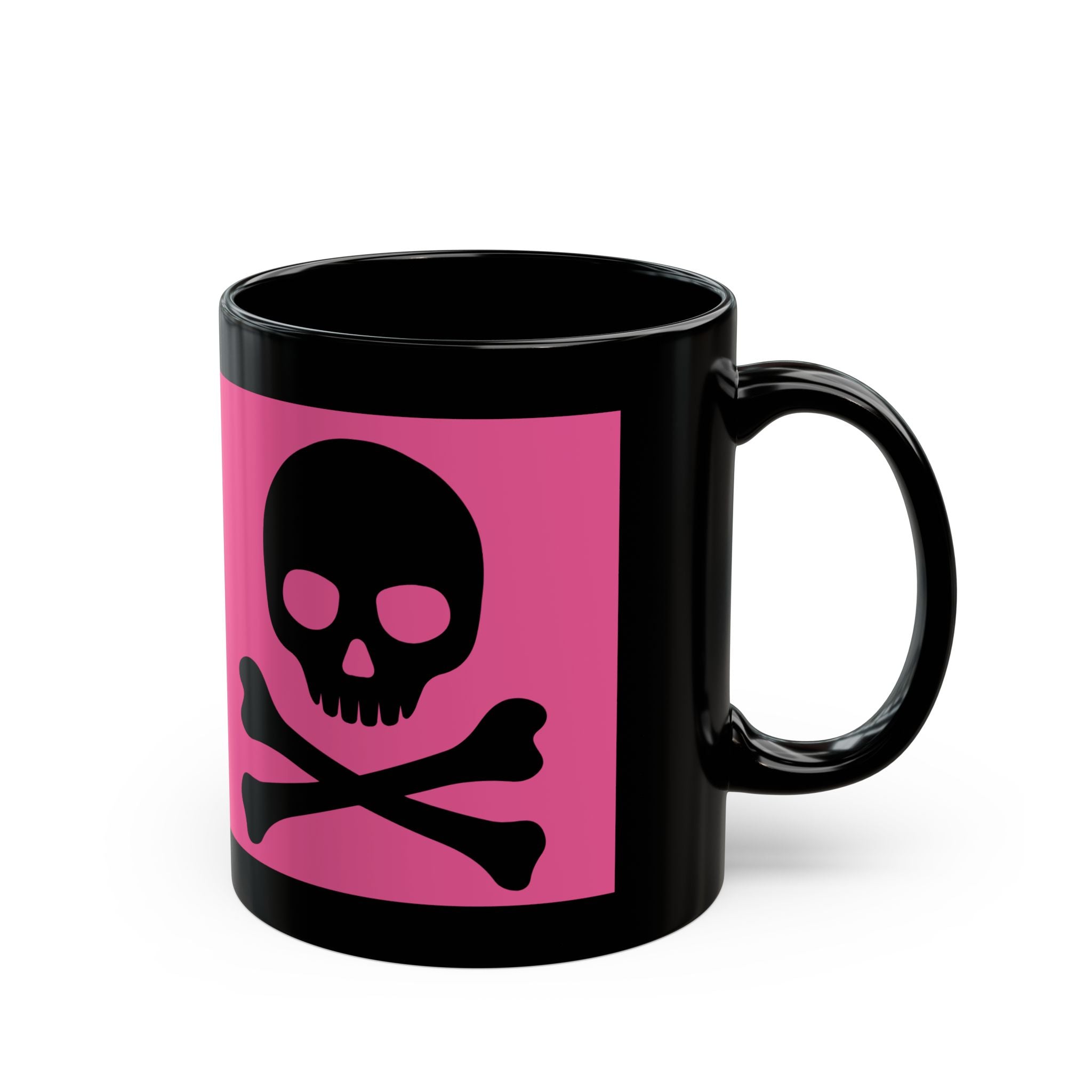 Pink Skull & Crossbones Black Coffee Mug — Gothic Punk 11oz/15oz