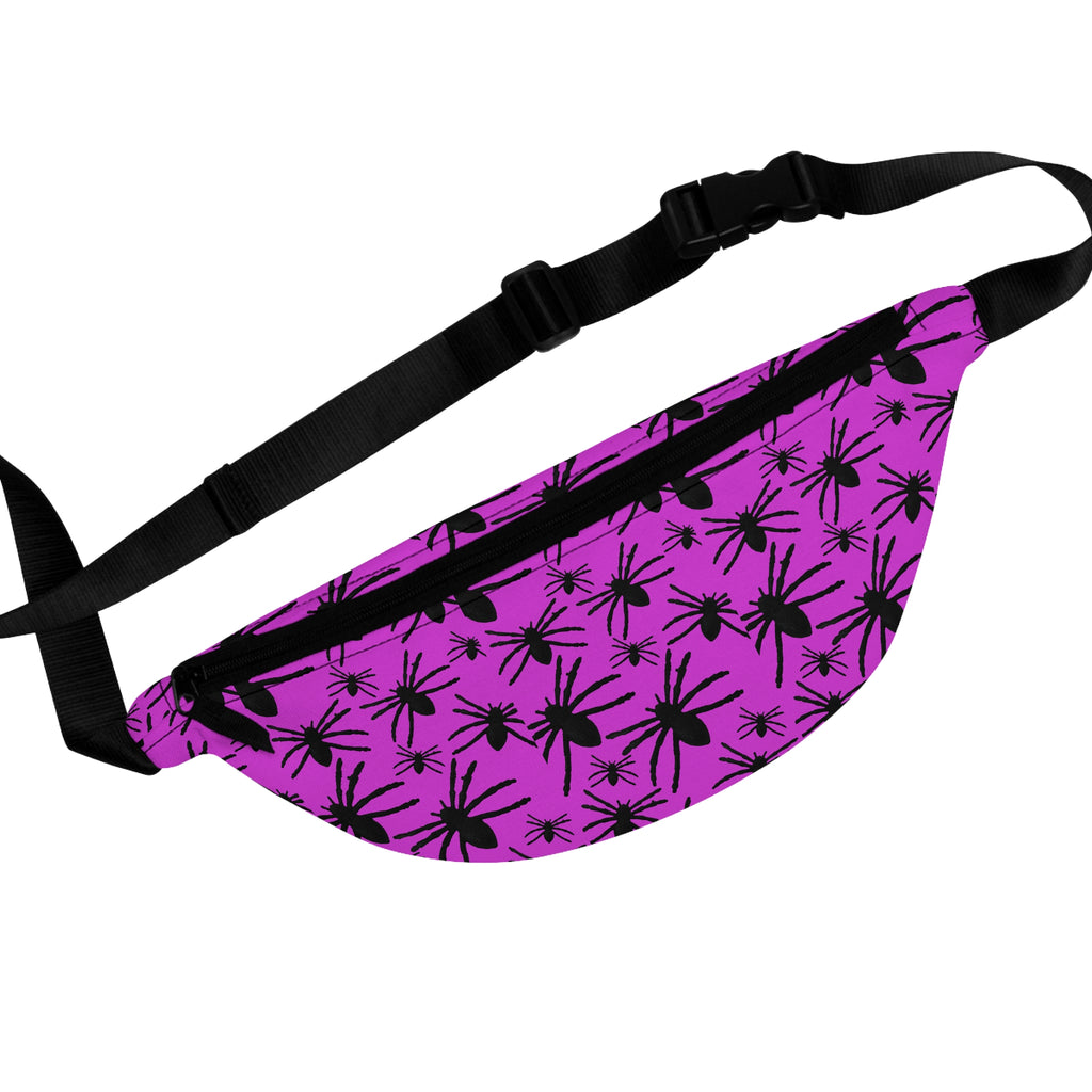 Spider Pattern Fanny Pack — Purple Goth Waist Bag