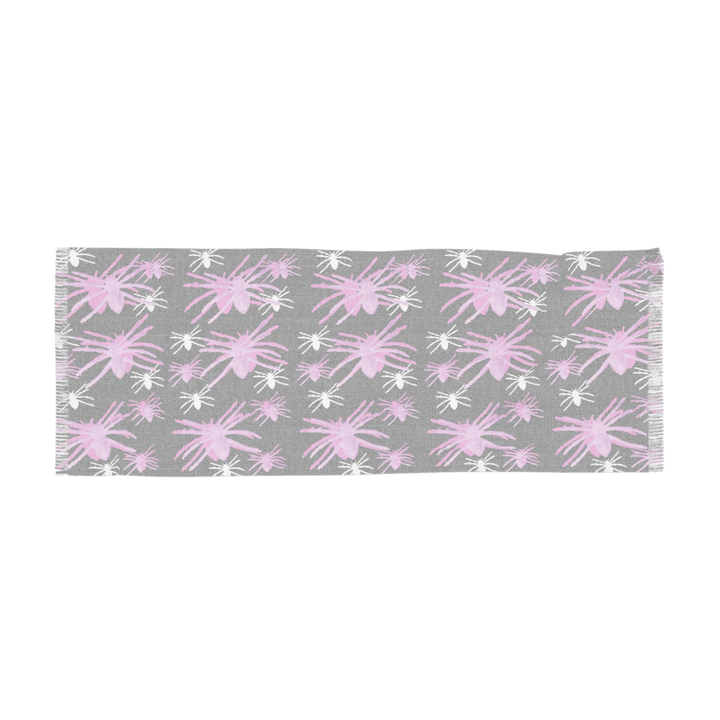 Spider Pattern Scarf — Pink Brushstroke Arachnid Print Lightweight Fashion Scarf