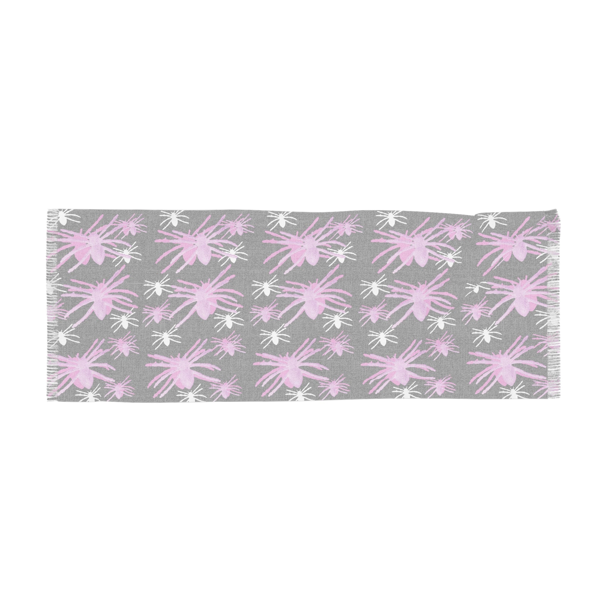 Spider Pattern Scarf — Pink Brushstroke Arachnid Print Lightweight Fashion Scarf