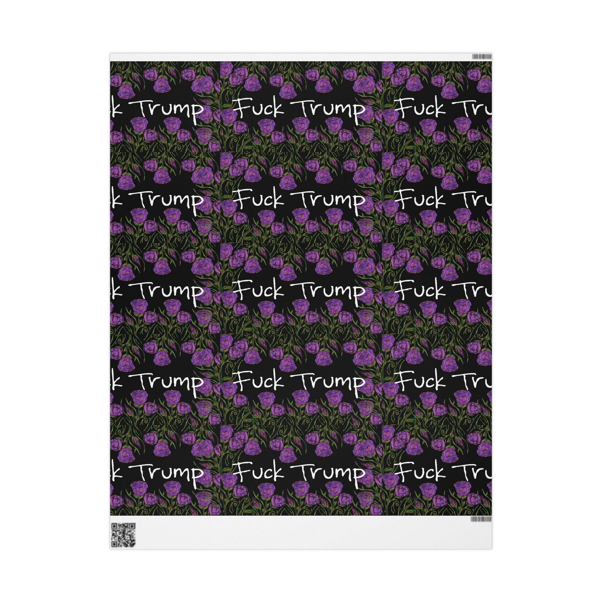 Wrapping Paper — 'Fuck Trump' Purple Roses Pattern