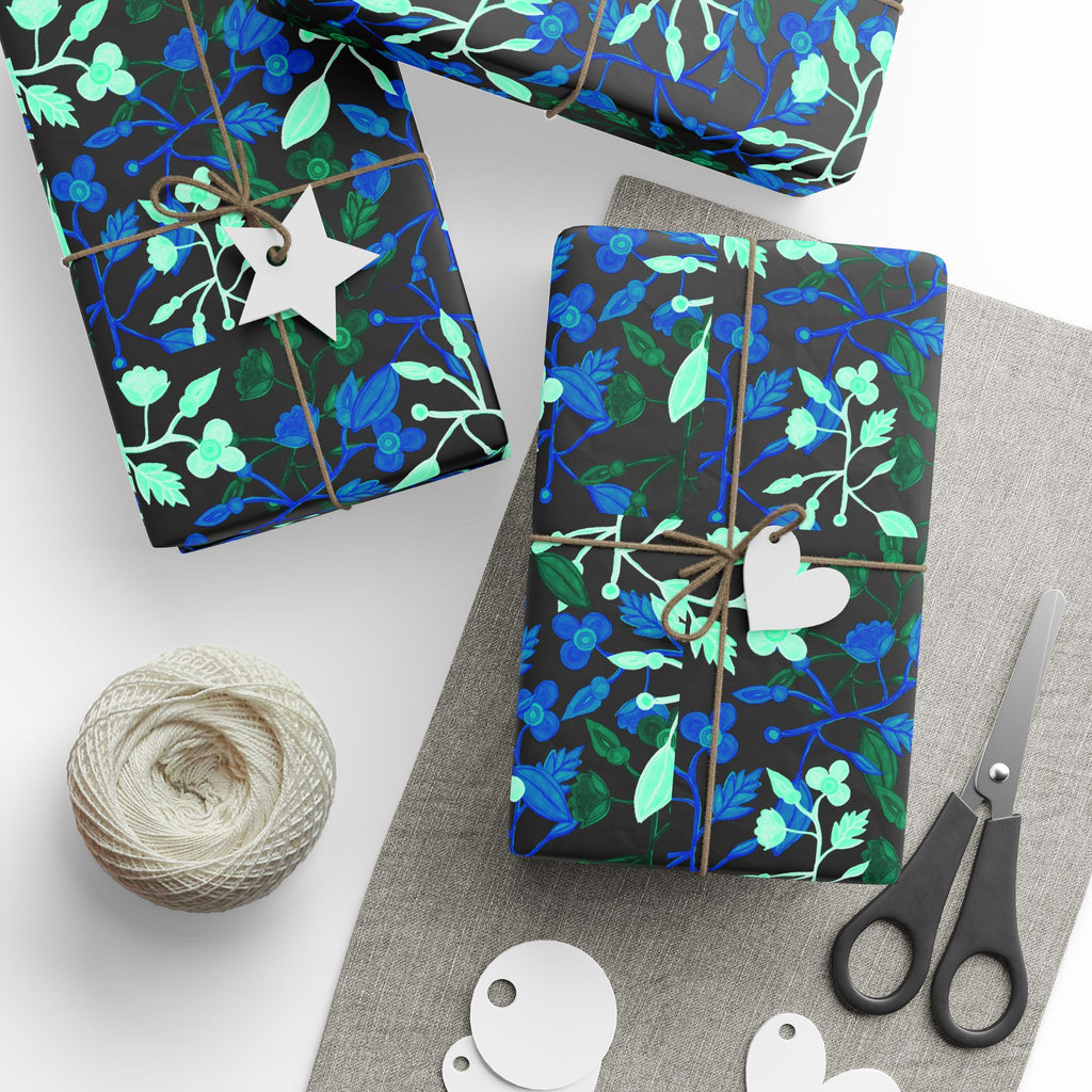 THE SAME DEEP WATER AS YOU Blue Botanical Wrapping Paper