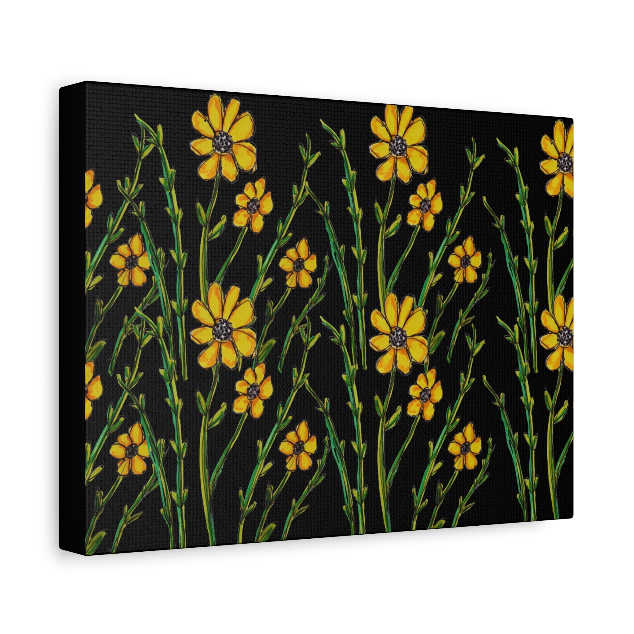 Yellow Wildflower Canvas Wall Art — Stretched Matte Floral Print