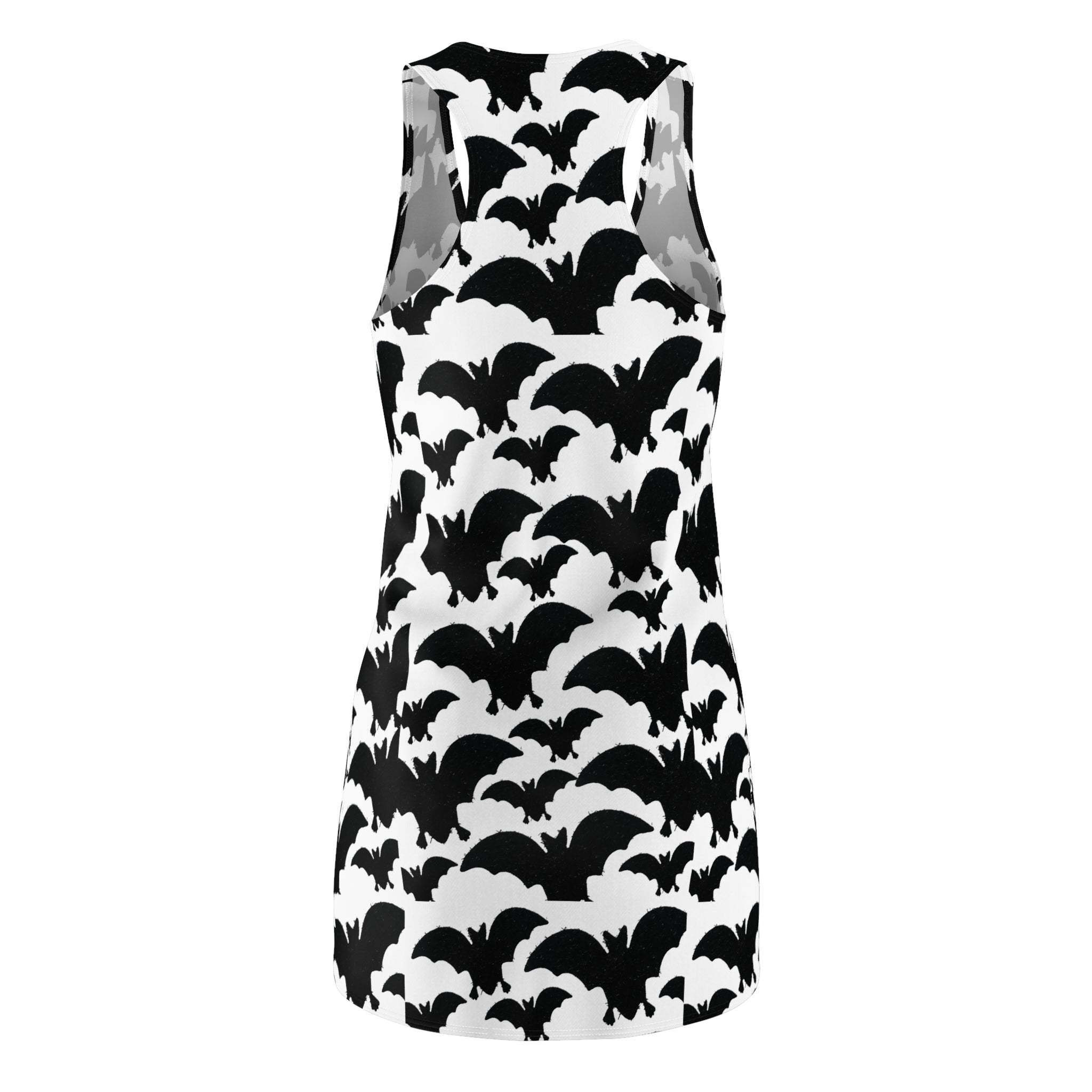 Bat Pattern Racerback Dress — Black & White Gothic Halloween Sundress